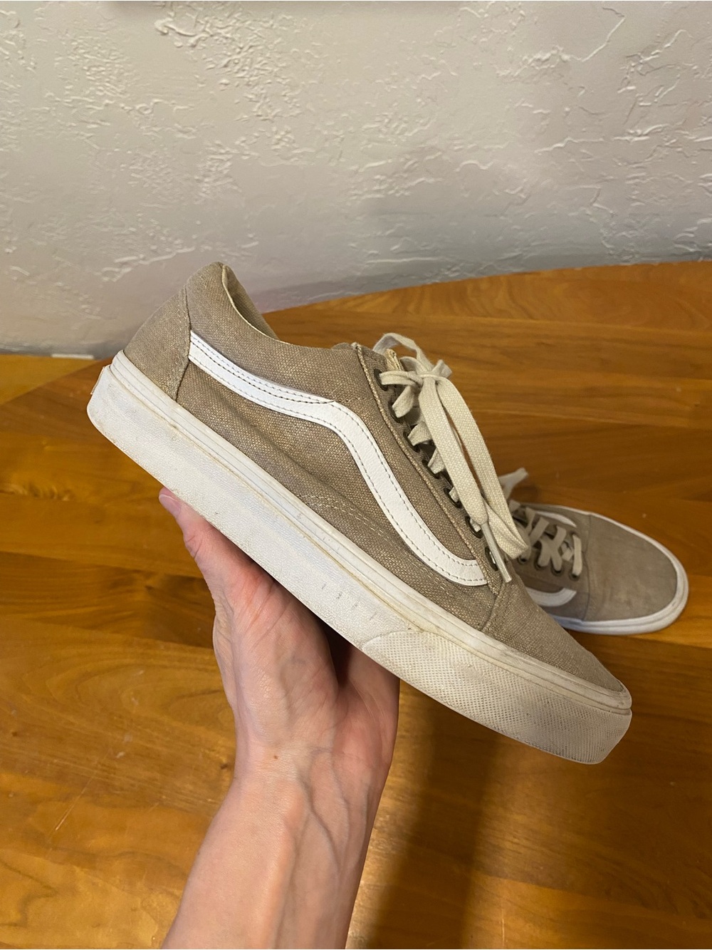Vans Old Skool Sneakers in Beige with White Stripe